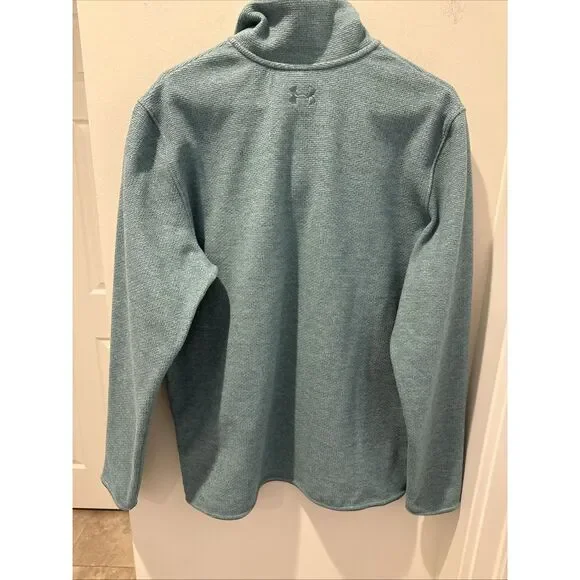 Under Armour Mens ColdGear Snap Fleece Pullover Sage Green Large Loose Fit - Picture 6 of 11